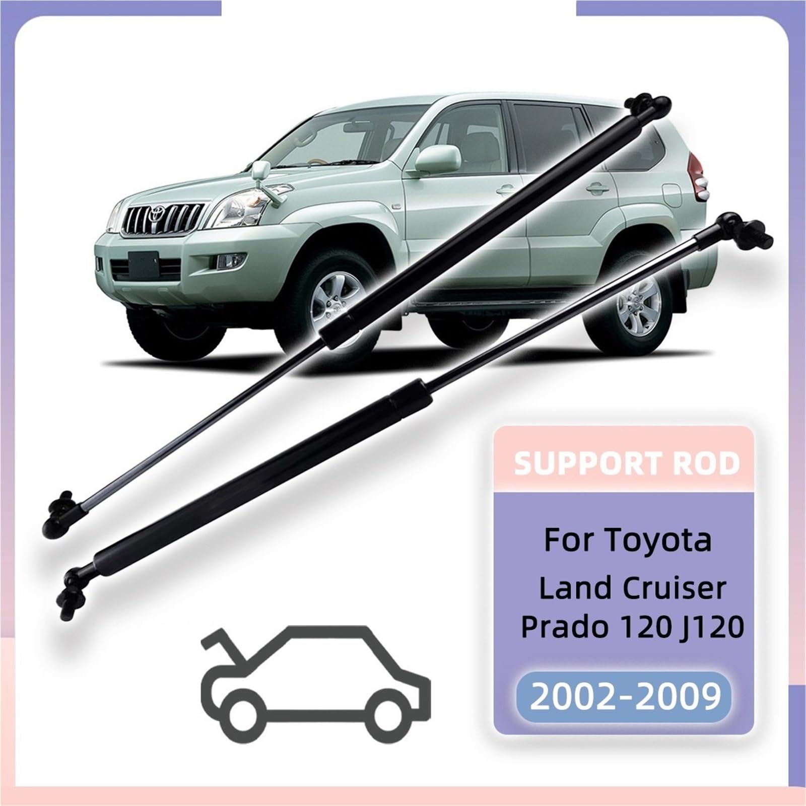 Amortyzator gazowy sprężyna gazowa Podpora Amortyzatora Pasuje Do Toyoty Land Cruiser Prado 120 J120 2002-2009, Wspornik Podnośnika Przedniej Maski, Sprężyny Gazowe, Drążek Maski