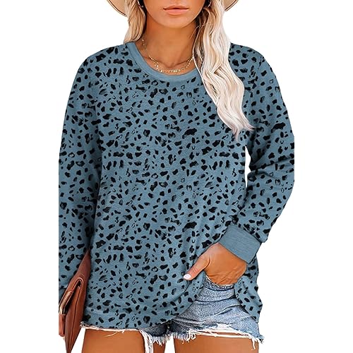 Eytino Plus Size Tops for Women Short Sleeve Crew Neck Polka Dot Print Casual Summer Loose Tee Shirts(1X-5X)