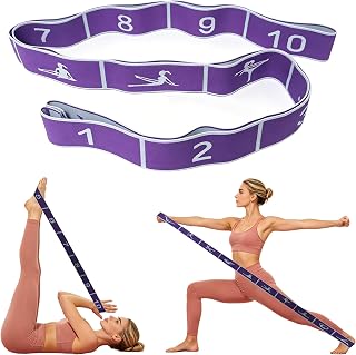 Yoga Straps for Stretching, Yoga Stretching Strap with 10 Loops, Exercise Bands Resistance Loop Bands for Home Gym