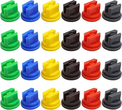 24 PCS Spraying Spray Nozzles Tips 110 Degree Flat Fan Shape 0.15-0.6mm Pore Replacement Nozzles Plastic Assorted Set for Garden Hose Knapsack Spraying Weed Killing in Agriculture Forestry