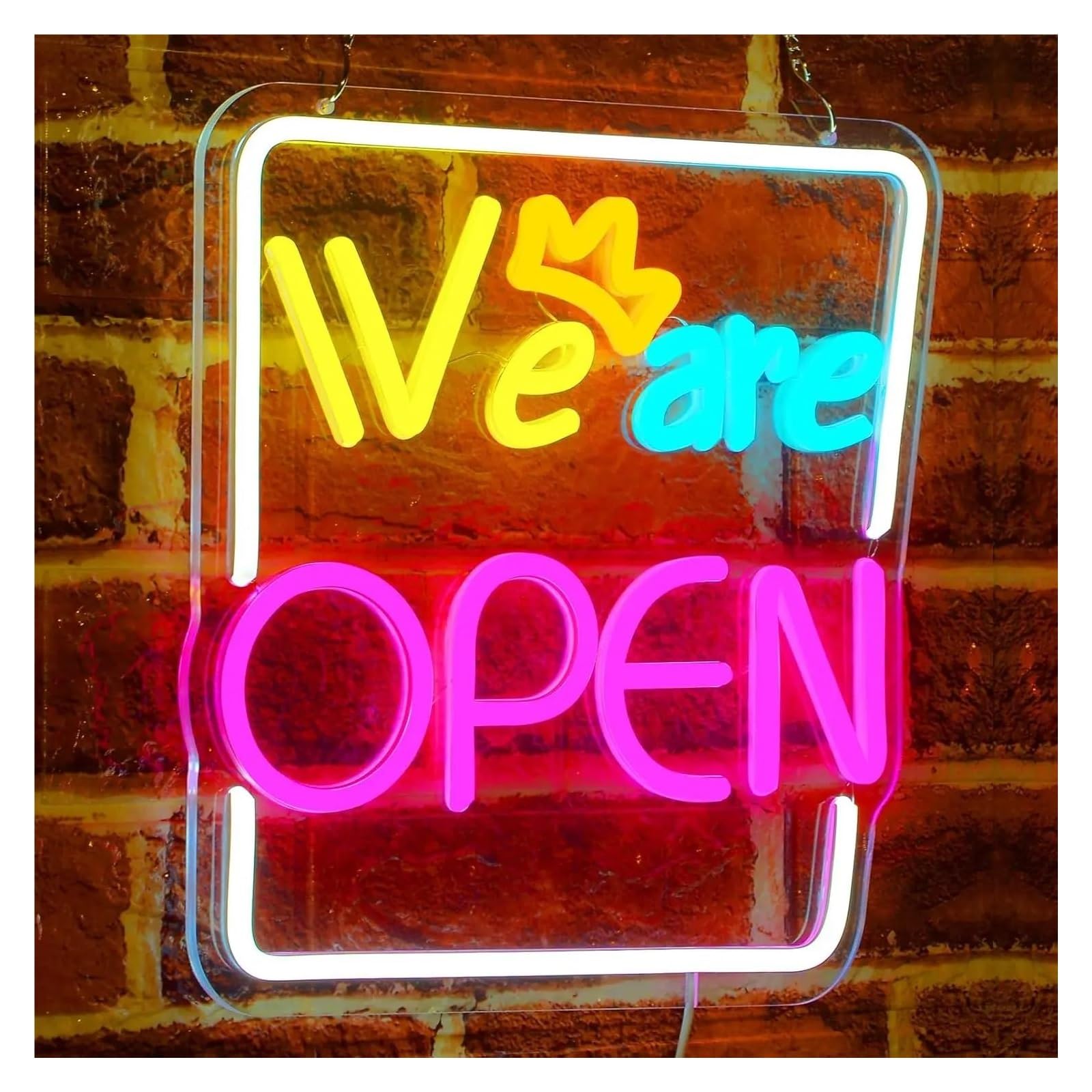 RONGCH Hanging Art Signs We are Open Neon Sign LED Light Dimmable for Business Display Window Coffee Shop Restaurant Decor 30cmx30.5cm