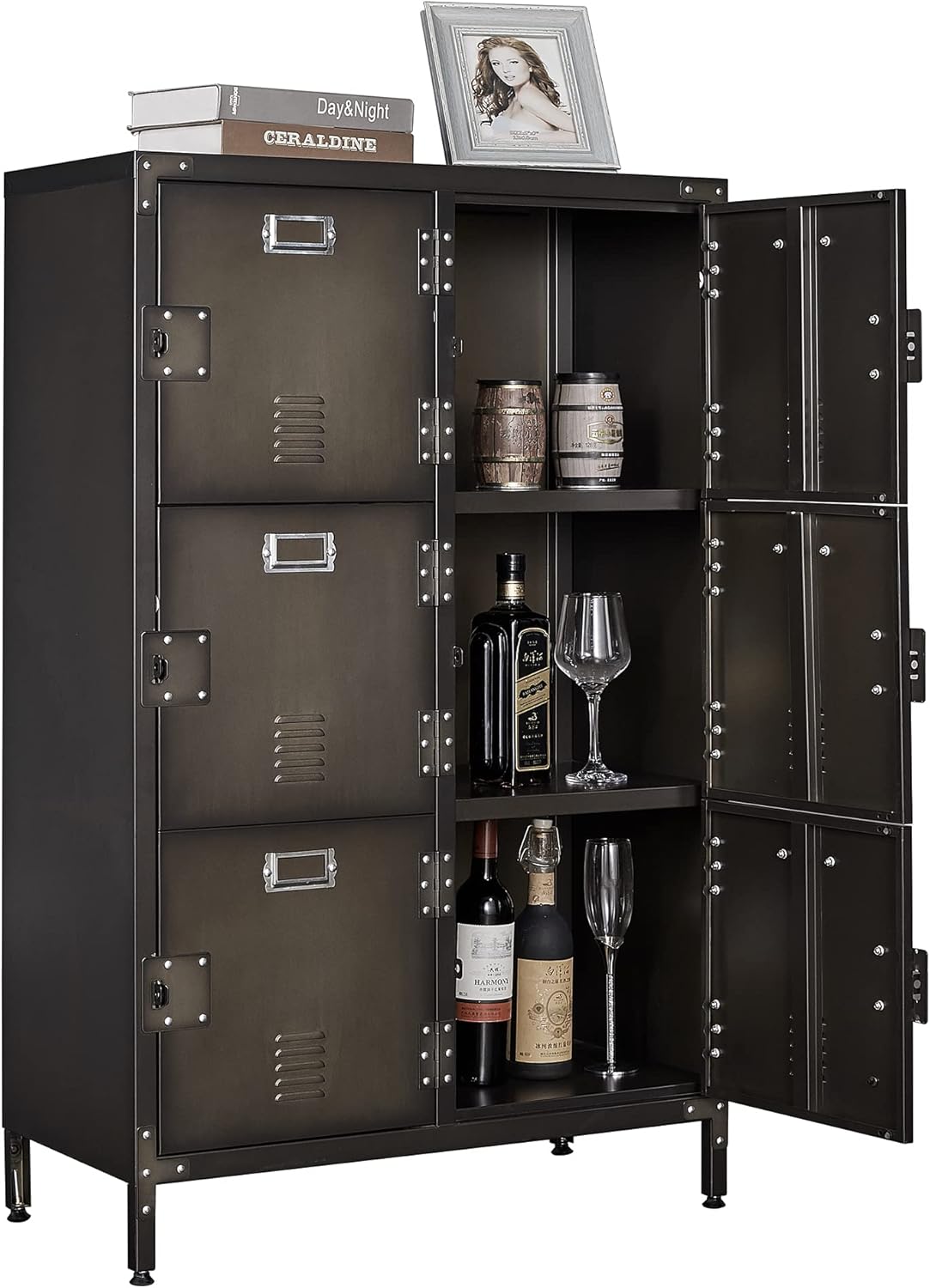Metal Storage Cabinet, Storage Locker Employees Locker with 6 Doors, 47" Height Steel Cabinet with Lockable Doors, Storage Cabinet with Adjustable Feet for Home Office Gym.