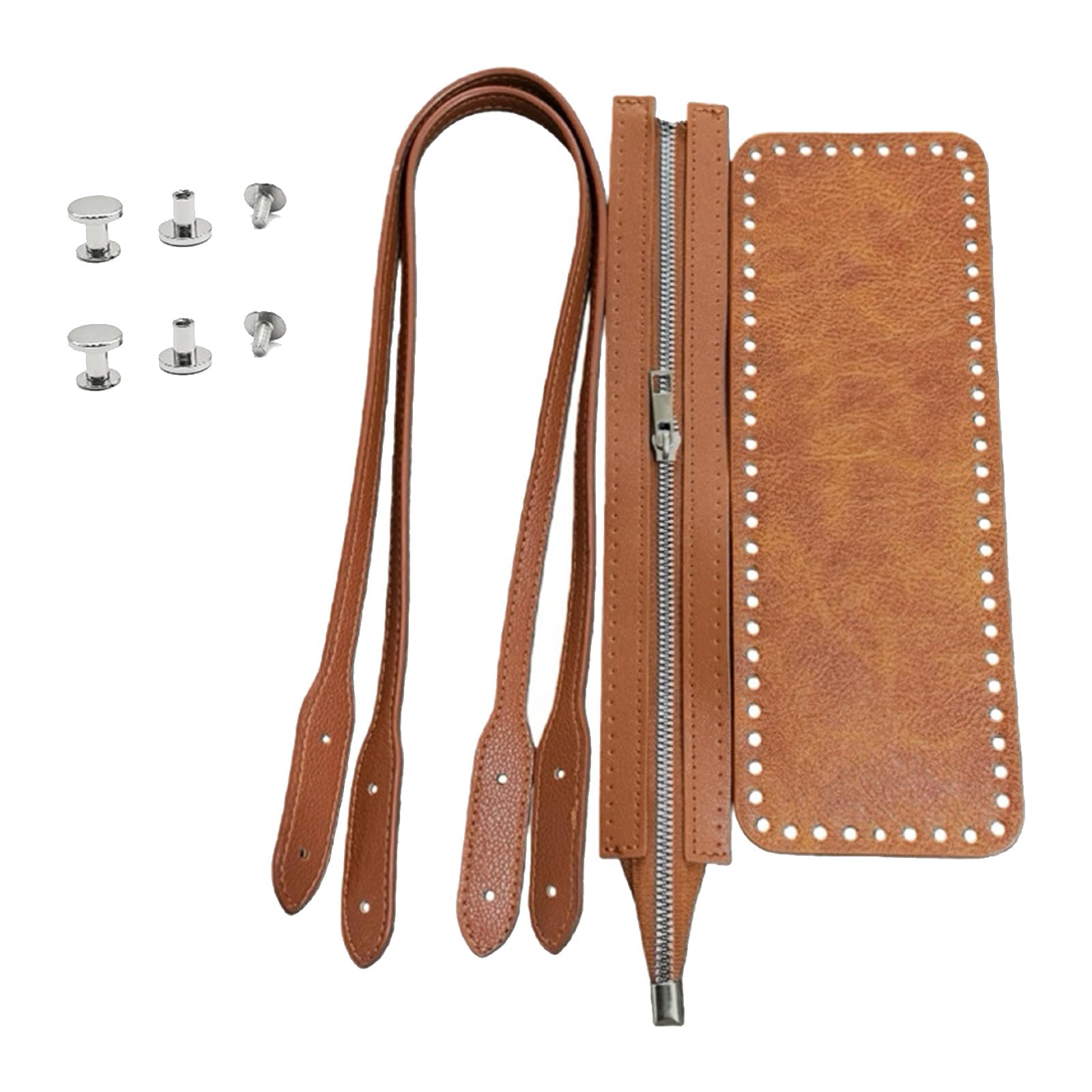 Msioytog Diys PU Leather Bag Knitting Set Bag Handles Zipper Bags Bottom Shaper Leather Bags Making Accessories for Crochet Purse Handles for Making