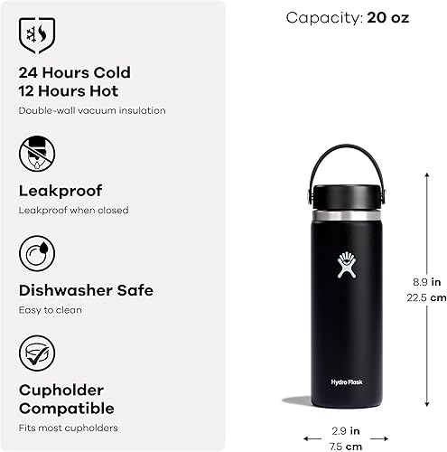 Miniatura 6 de Hydro Flask - Botella de agua de acero inoxidable aislada - Boca ancha con tapa flexible, sin derrame, a prueba de fugas y rellenable en 20 oz,