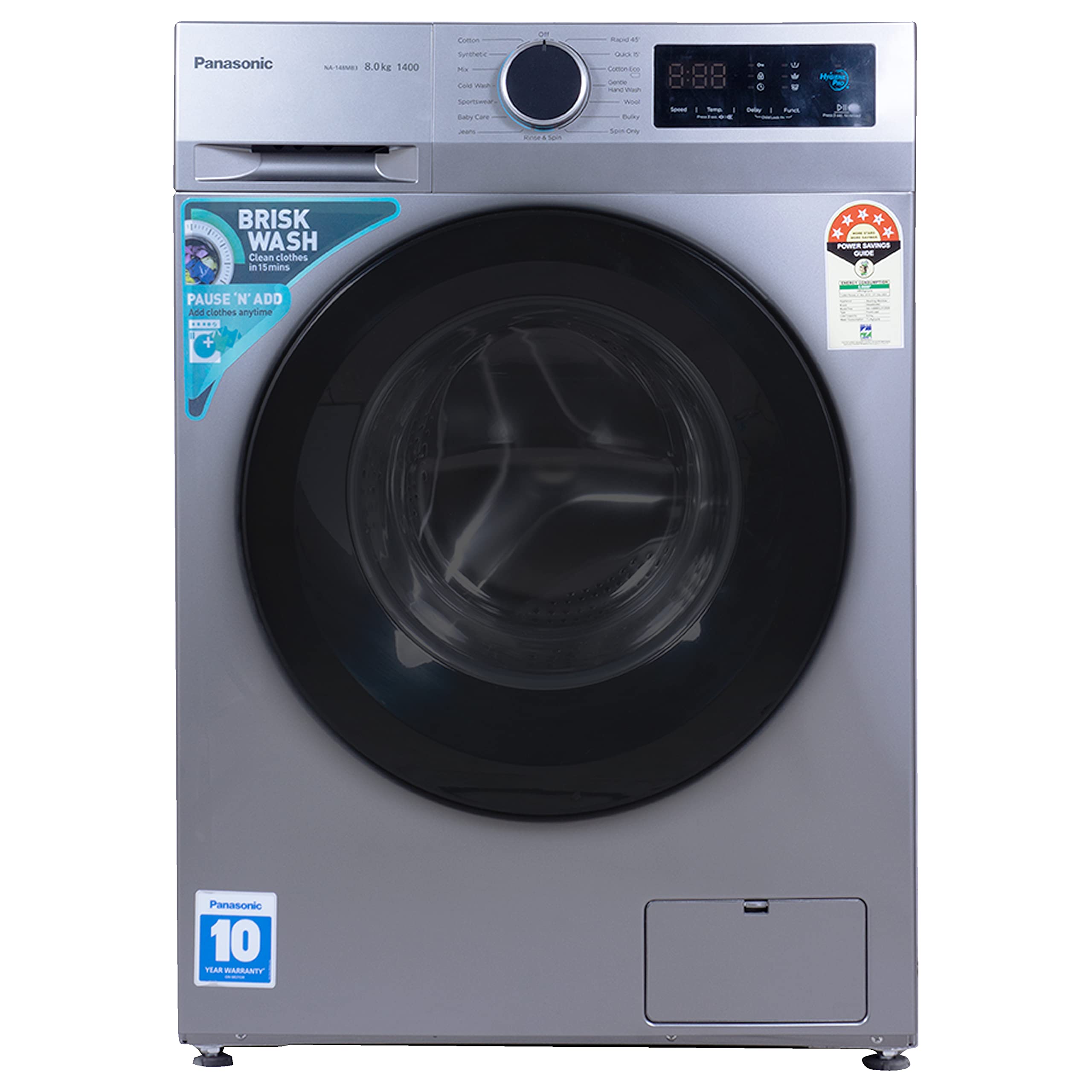 Panasonic 8 kg 5 Star Fully Automatic Front Loading Washing Machine Appliance (NA-148MB3L01, Grey)