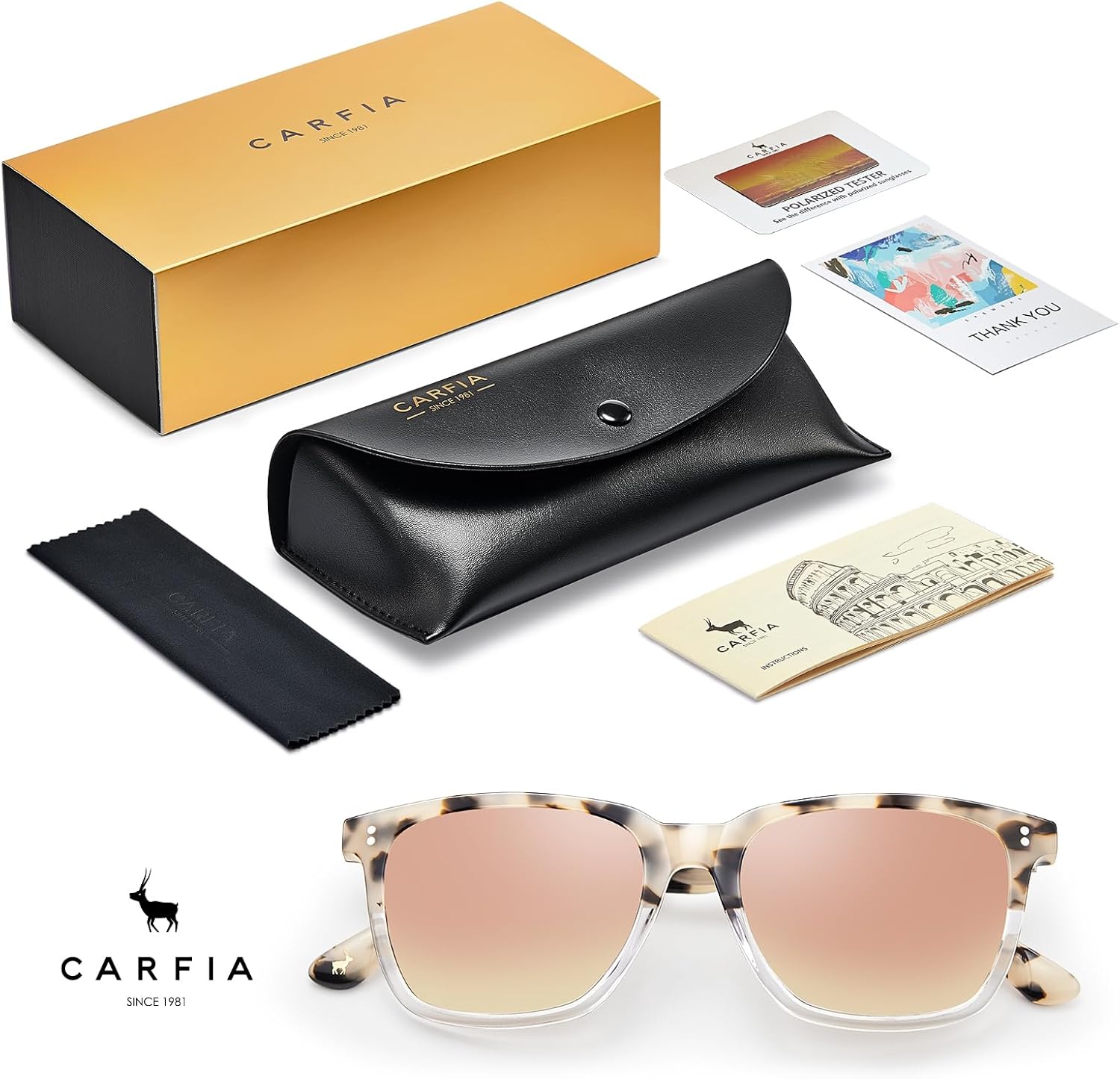 CARFIA Polarized Sunglasses for Women: Acetate, Small/Medium Size, UV400 Anti Glare CA5354 - Image 6