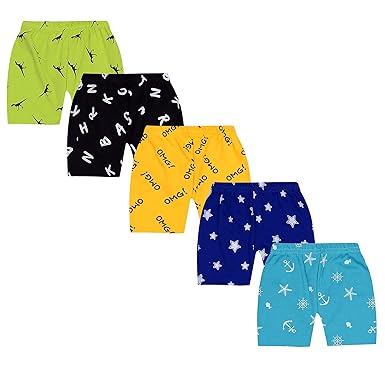 Kuchipoo Boys and Girls Unisex Cotton Shorts (KUC-SHT-107, Multicolor) - Pack of 5