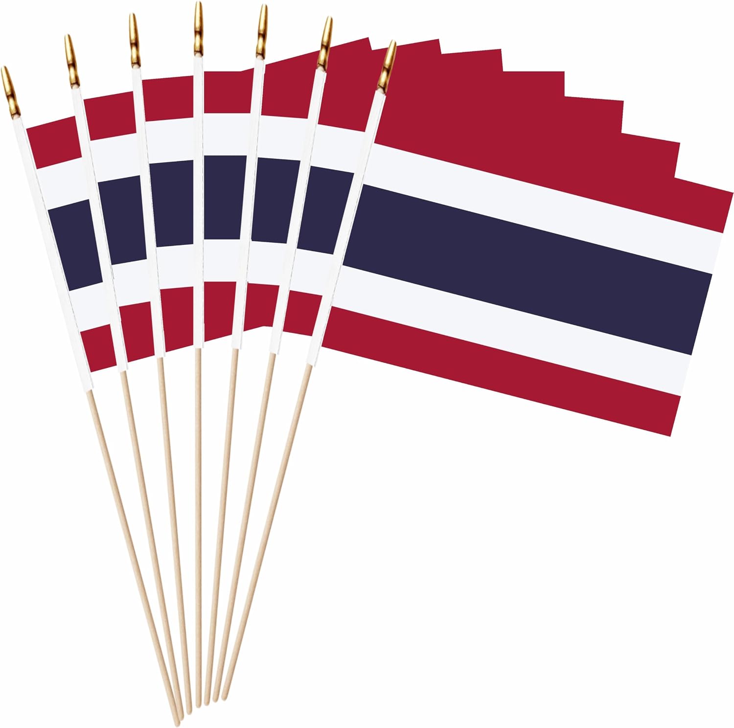 Thailand Mini Flag 5x8 Inch 20 Pack Wood Stick Handheld