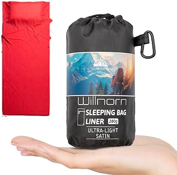 Sleeping Bag Liner, Soft Satin Camping Sheet-Travel Sheets for Hotel Ultralight Hut Sleeping Bag,9.9oz Silky Sleeping Bag Liners for Travel Business Trip