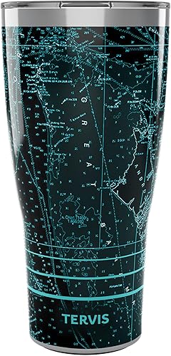 Tervis Traveler Nautical Collection - Vaso aislado de triple pared con diseño de carta del Caribe mantiene las bebidas frías y calientes, 30 onzas,