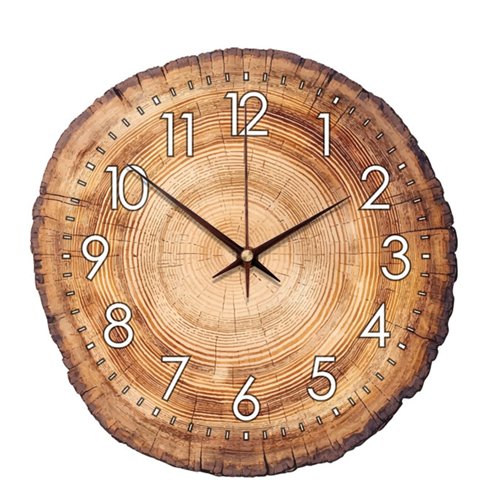 Sohodoo H Farmhouses Wood Grains Annual Rings Wall Clock,Annual Ring Tree Stump Design,Quiet Quartzs Not Ticking Battery Operated For Living Room Decors Wall Clock