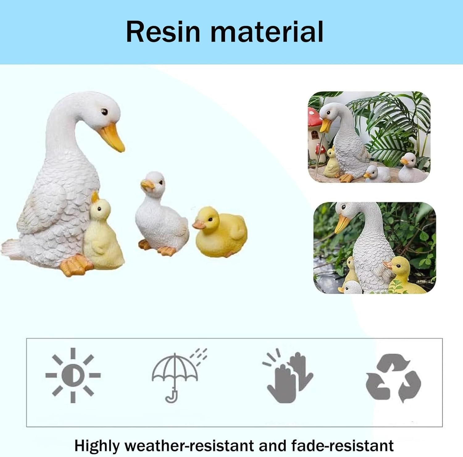 3-Piece Set Spitters for Small Ponds, Animal Pond Spitters, Animal Pond Fountains, Polyresin Waterscape Sculpture with Water Pump, Garden Decor for Koi Pond