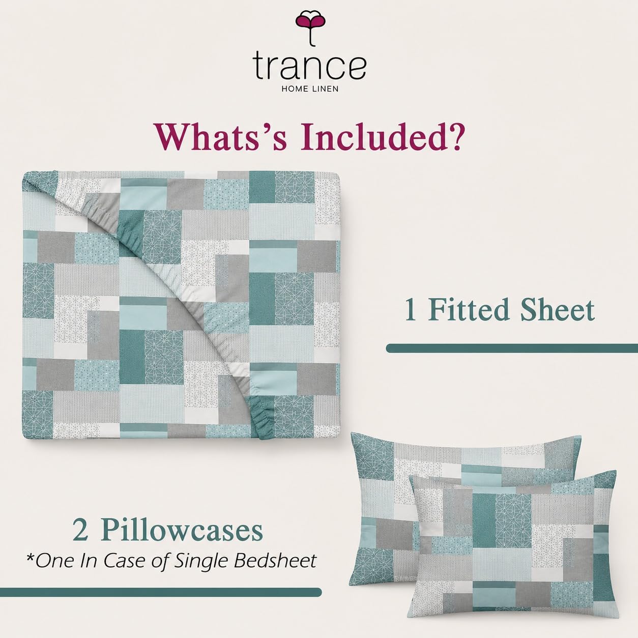 Trance Home Linen Abstract Green Fitted Bedsheet -3 Trance Home Linen Abstract Green Fitted Bedsheet -3