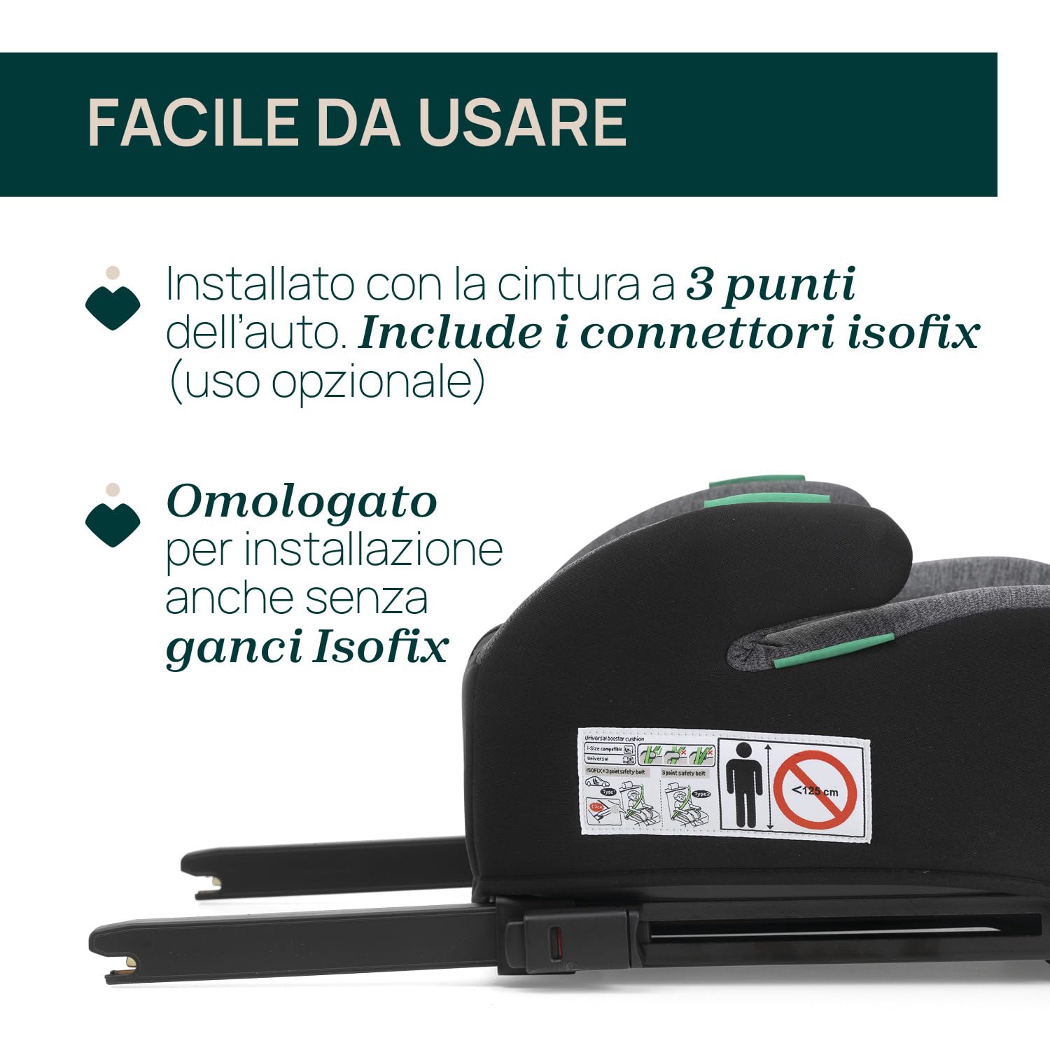 Chicco Quasar Fix i-Size, Seggiolino Auto Bambini 7-12 Anni (126-150 cm), Peso 23-36 kg, Gruppo 3, Facile da Installare con Sistema Isofix, con Braccioli Imbottiti e Seduta Confortevole, Nero