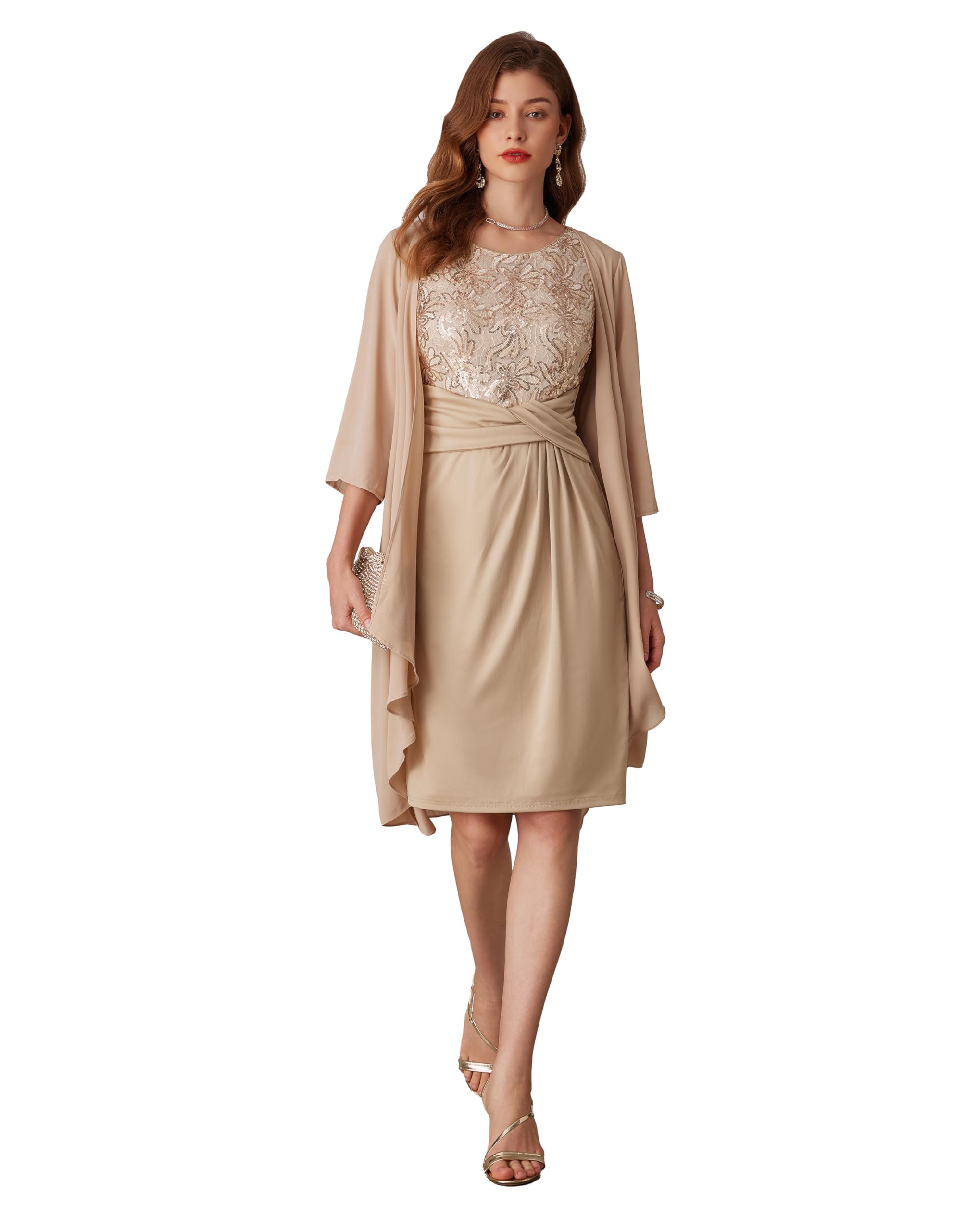 GRACE KARIN Vestido Elegante para Mujer 2 Piezas sin MangasCárdigan de Gasa de Manga 3/4