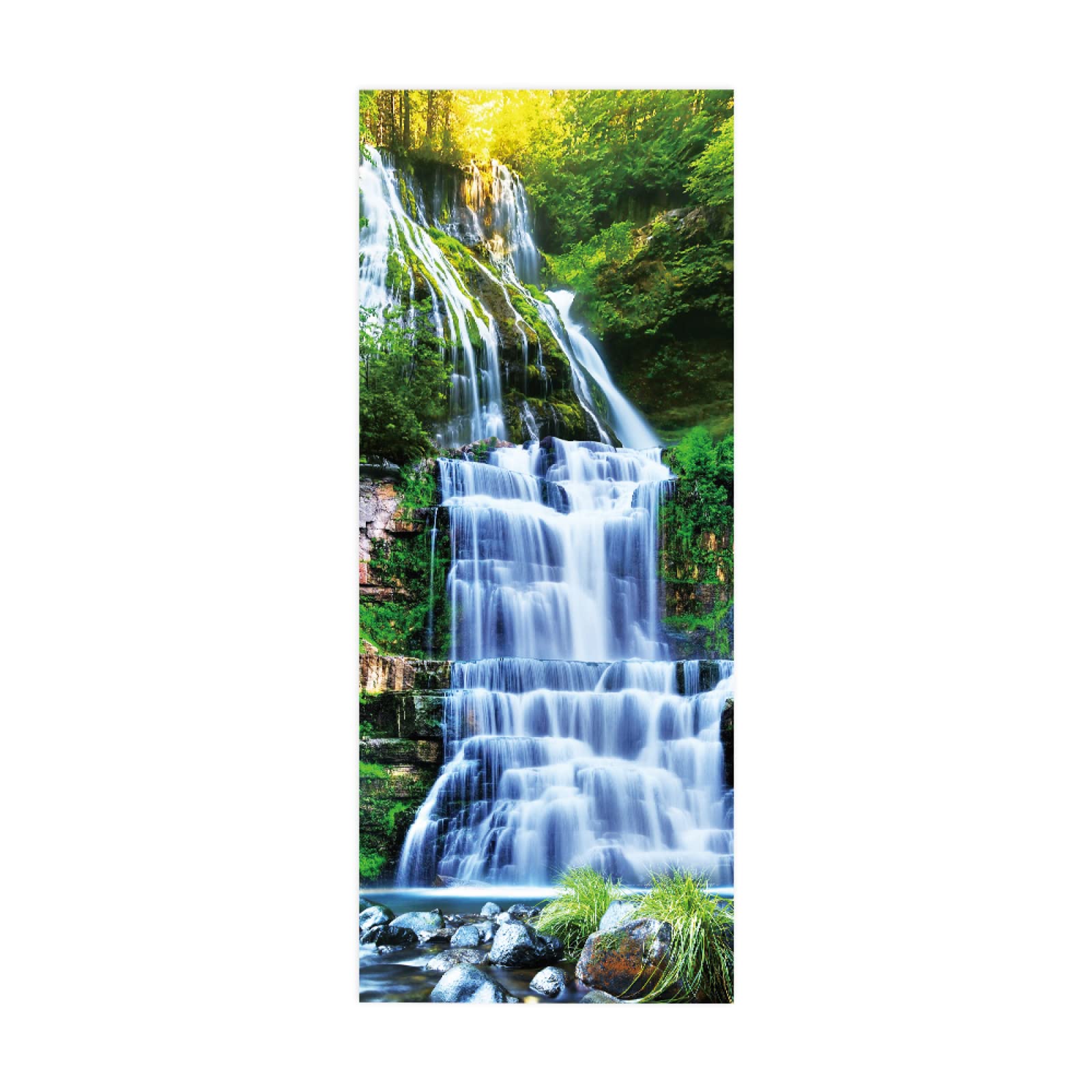 3D Door Stickers Forest Waterfall Mural Art Sticker Wallpaper Self-Adhesive Decals Removable Vinyl W100 x H215cm