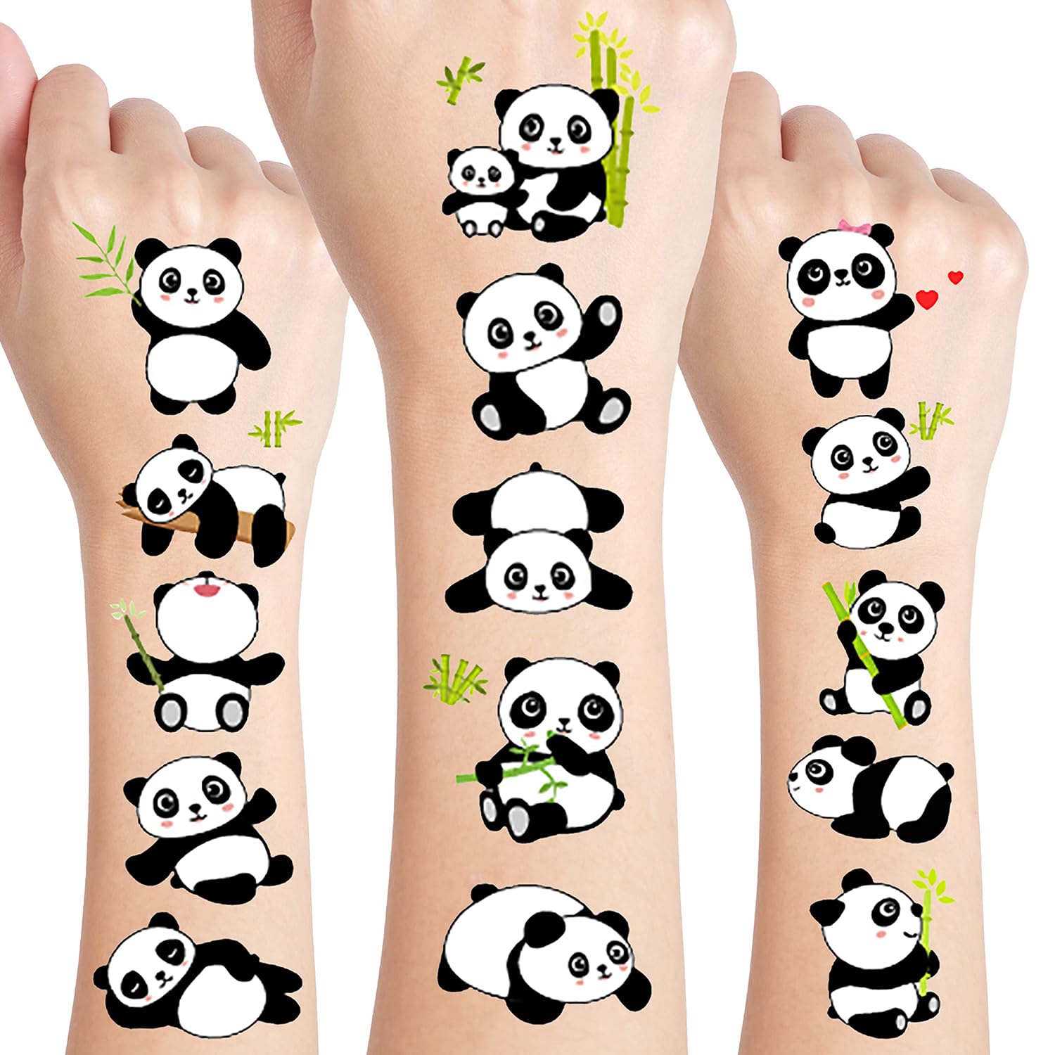 120 PCS (24 Sheets) Panda Temporary Tattoos, Birthday Decorations Panda Party Favors