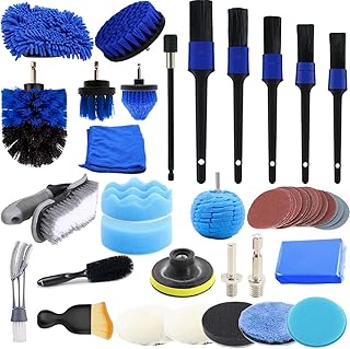 58PS Car Detailing Kit with 3Inch Sanding Disc,Car Detailing Brushes,Car Drill Polishing Kit,Wool Sponge Drill Buffing Pad,Car Drill Buffer Wax Attachment,Car Cleaning Kit for Interior,Exterior,Wheels
