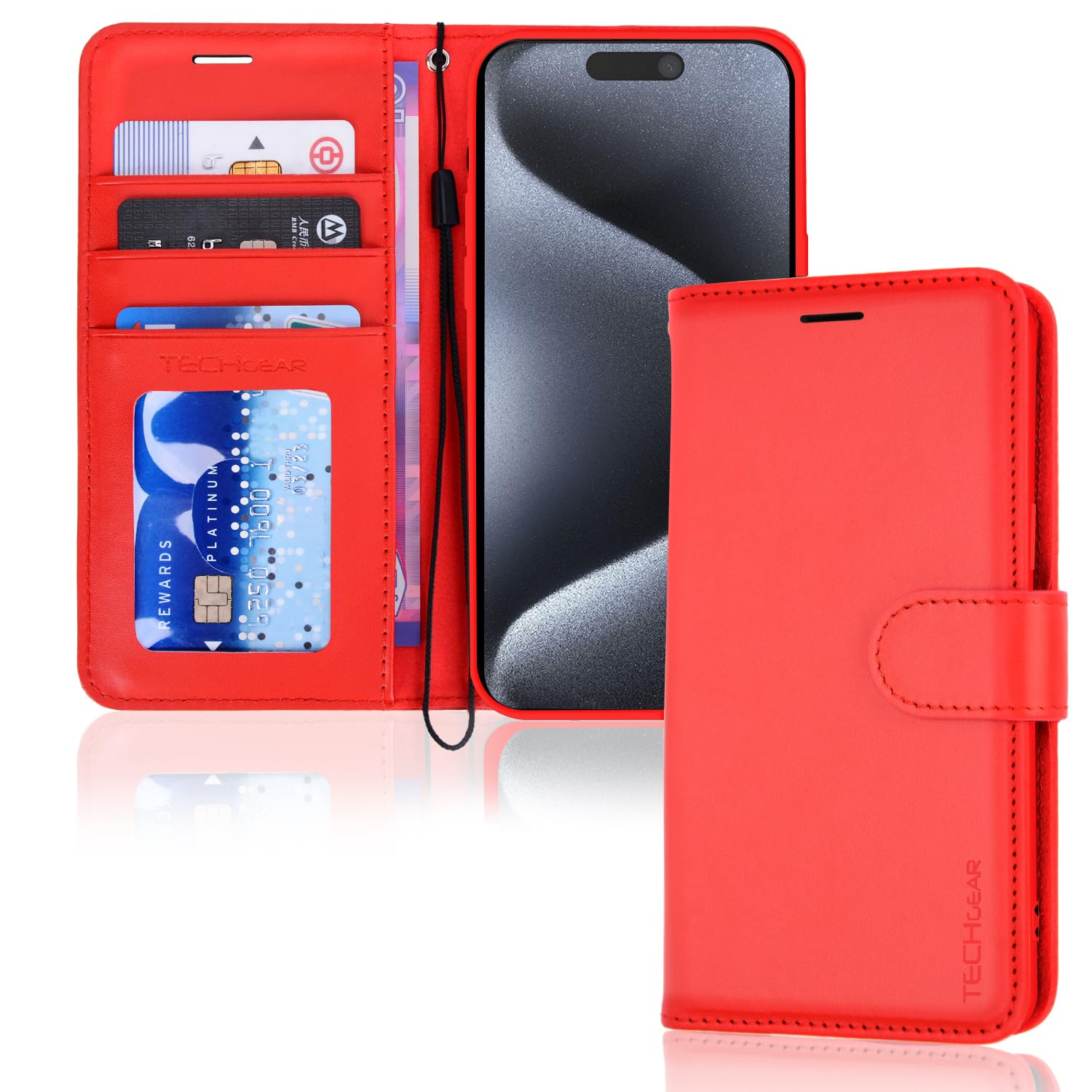 TECHGEAR Cover iPhone 15 Pro - Custodia Portafoglio in