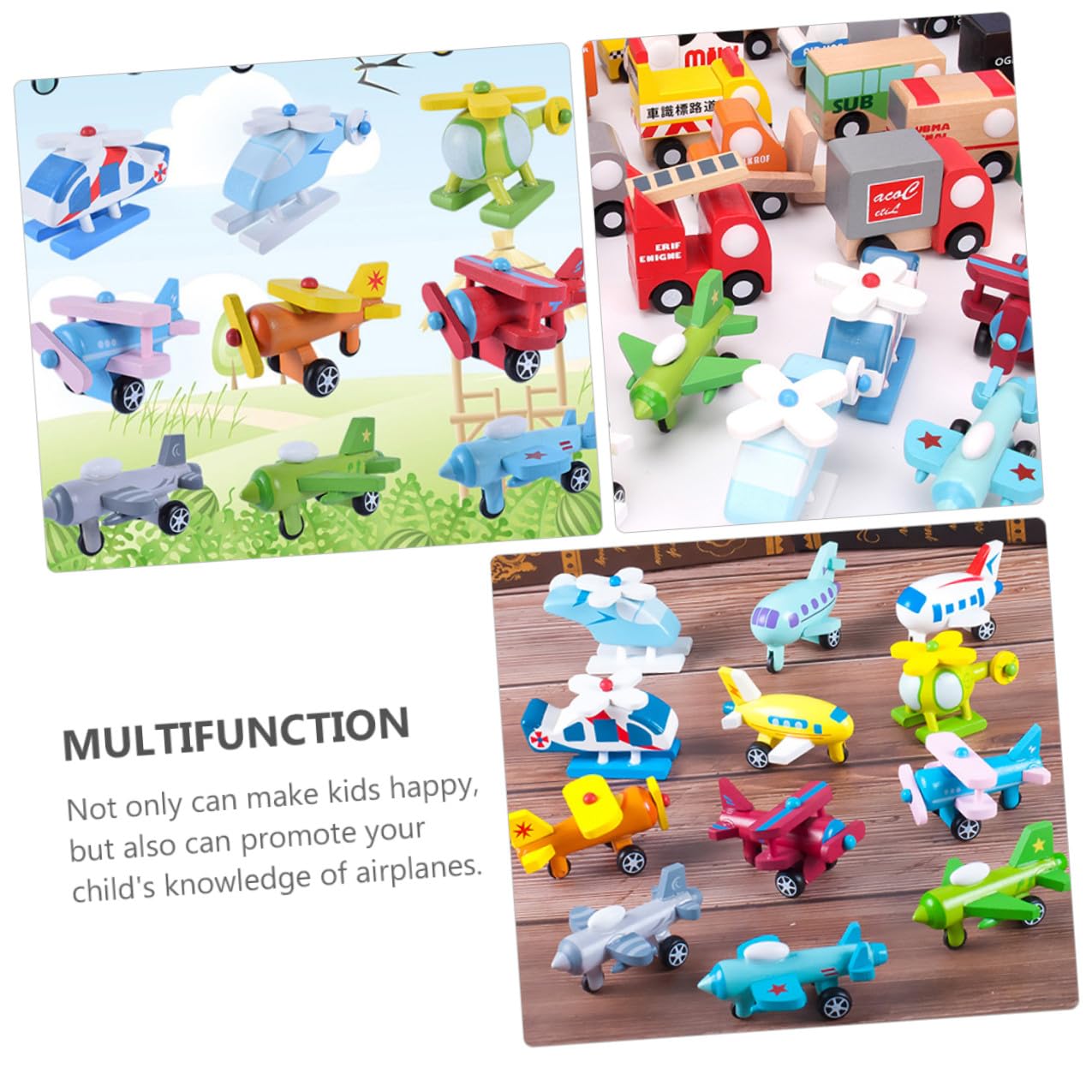 Juguete para Niños 12 Piezas Mini Aviones de Madera sin Rebabas Superficie Pulida, Juego Educativo Adecuado para Niños en Cumpleaños o Juegos