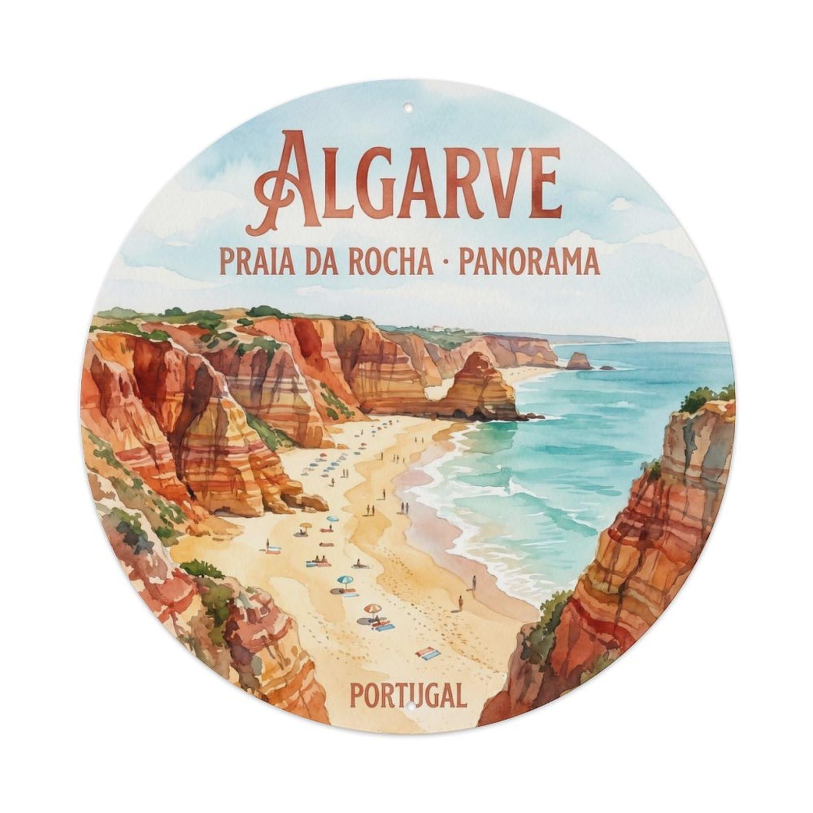Olhnbad 08X08inch Style Heritage Portugal Algarve Coast Artful Travel Art Metal Tin Sign