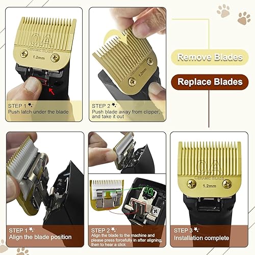 Miniatura 10 de Cuchillas de cerámica de repuesto desmontables profesionales 3-34. Compatible con Oster Classic 76Power ProPower-TeqStar-Teq Clipper. Compatible con