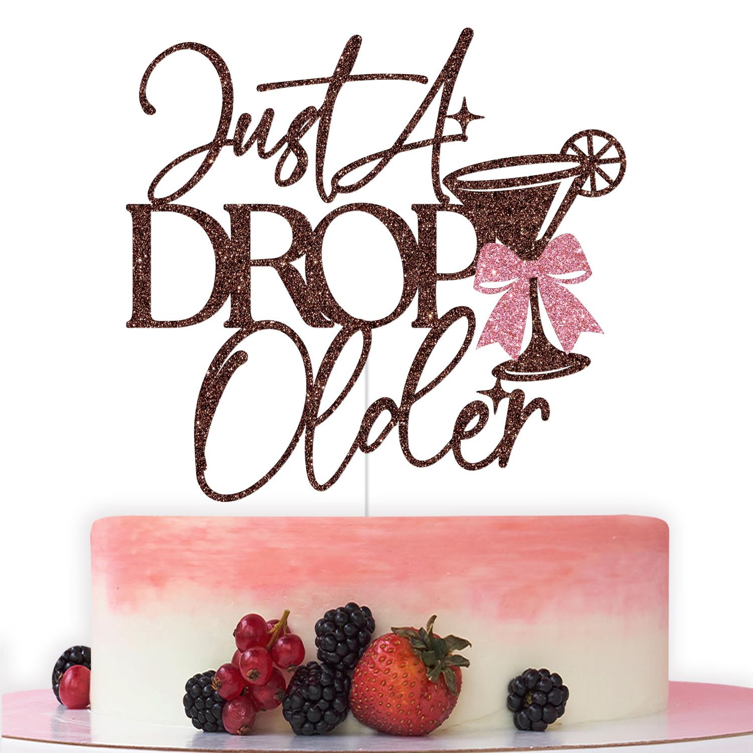 Just A Drop Older Cake Topper, Martini Themed Birthday Cake Topper, Lemon Drop Bday Decor, Lemon Martini Birthday Bachelorette Party Decorations, Brown Glitter