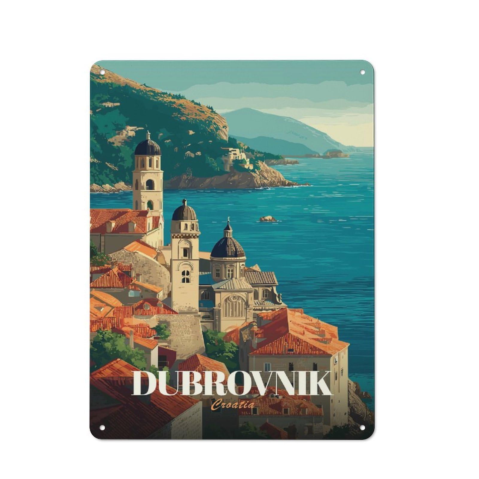Junmoney Style-9 Dubrovnik, Croatia Travel (3) Rustic Metal Wall Sign 40X30cm For Bar Or Restaurant, A Decorative Metal Sign For Bars And Restaurants