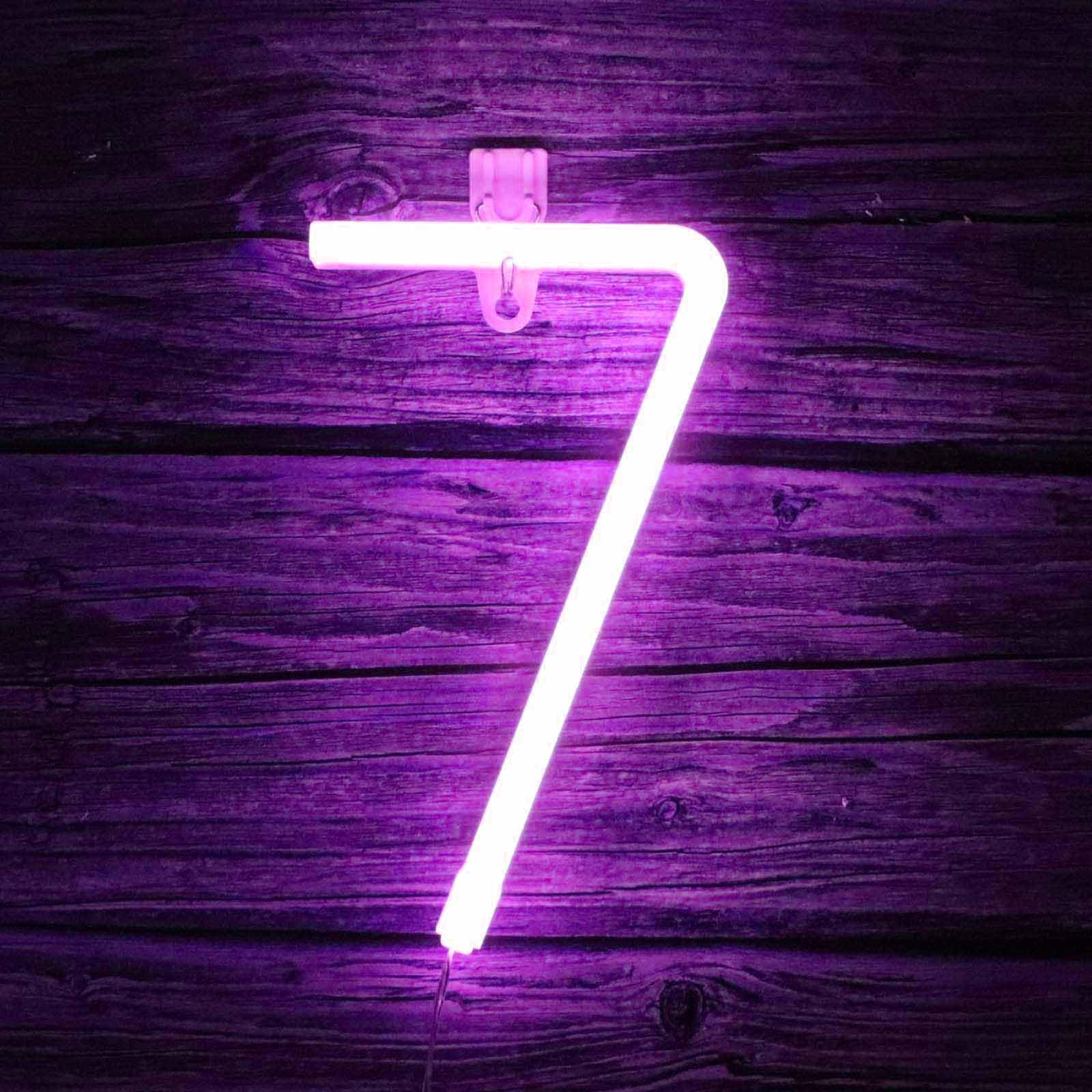 Modern Purple Arabic Numeral Sign - Portable Neon Light with USB/Battery for Parties Christmas Valentine's Decor（No.7） — image 1