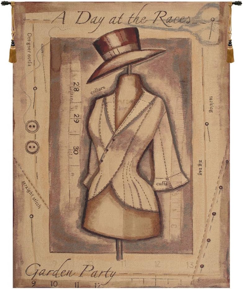Garden Party Day At The Races Belgian Tapestry Wall Hanging - 26 in. x 40 in. Cotton/Viscose/Polyester by Charlotte Home Furnishings