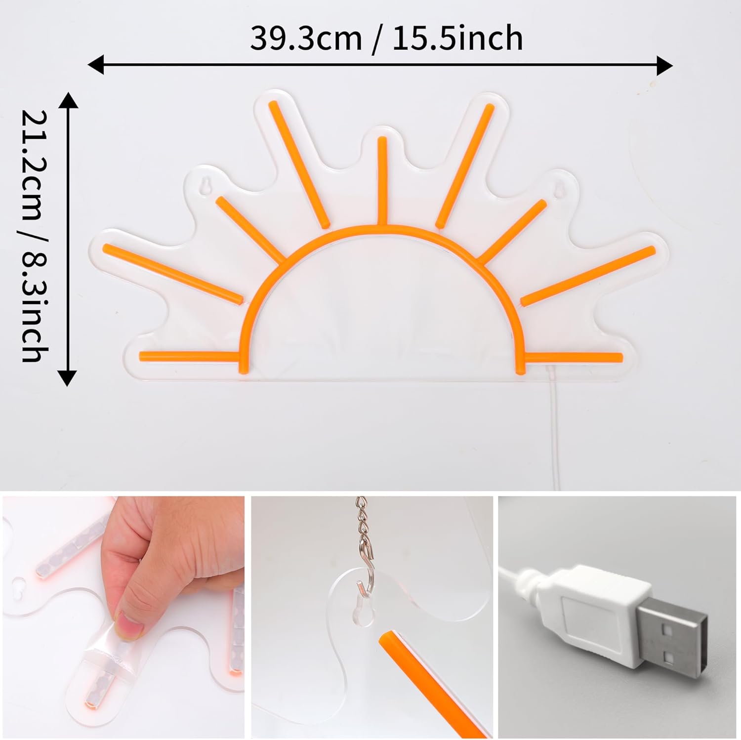 Orange Sunrise Neon Sign, Attivolife Light up Sun LED Wall Decor Lamp, Ideal for Home Living Room Cafe Shop Bar Party, Decoration with Dim USB Powered, Christmas Day Birthday Present for Kids Friend