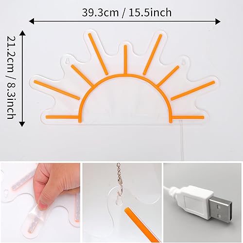 Miniatura 6 de Letrero de neón de amanecer naranja, lámpara LED de Attivolife para decoración de pared, ideal para el hogar, sala de estar, cafetería, tienda, bar,