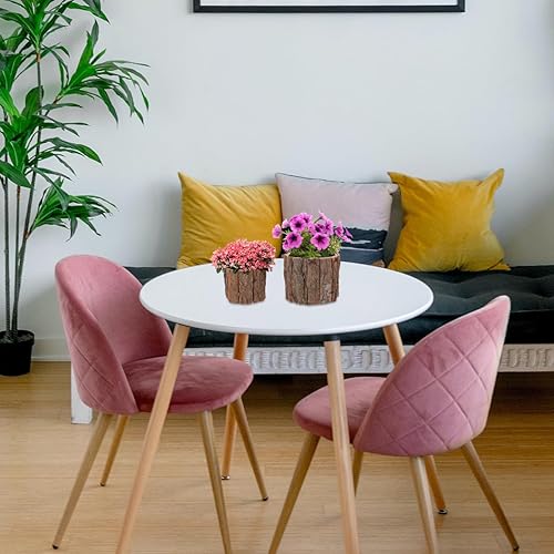 Miniatura 8 de Juego de 6 macetas de madera rústica, florero de tocón de árbol para jardín interior, contenedores decorativos para arreglos florales y uso de