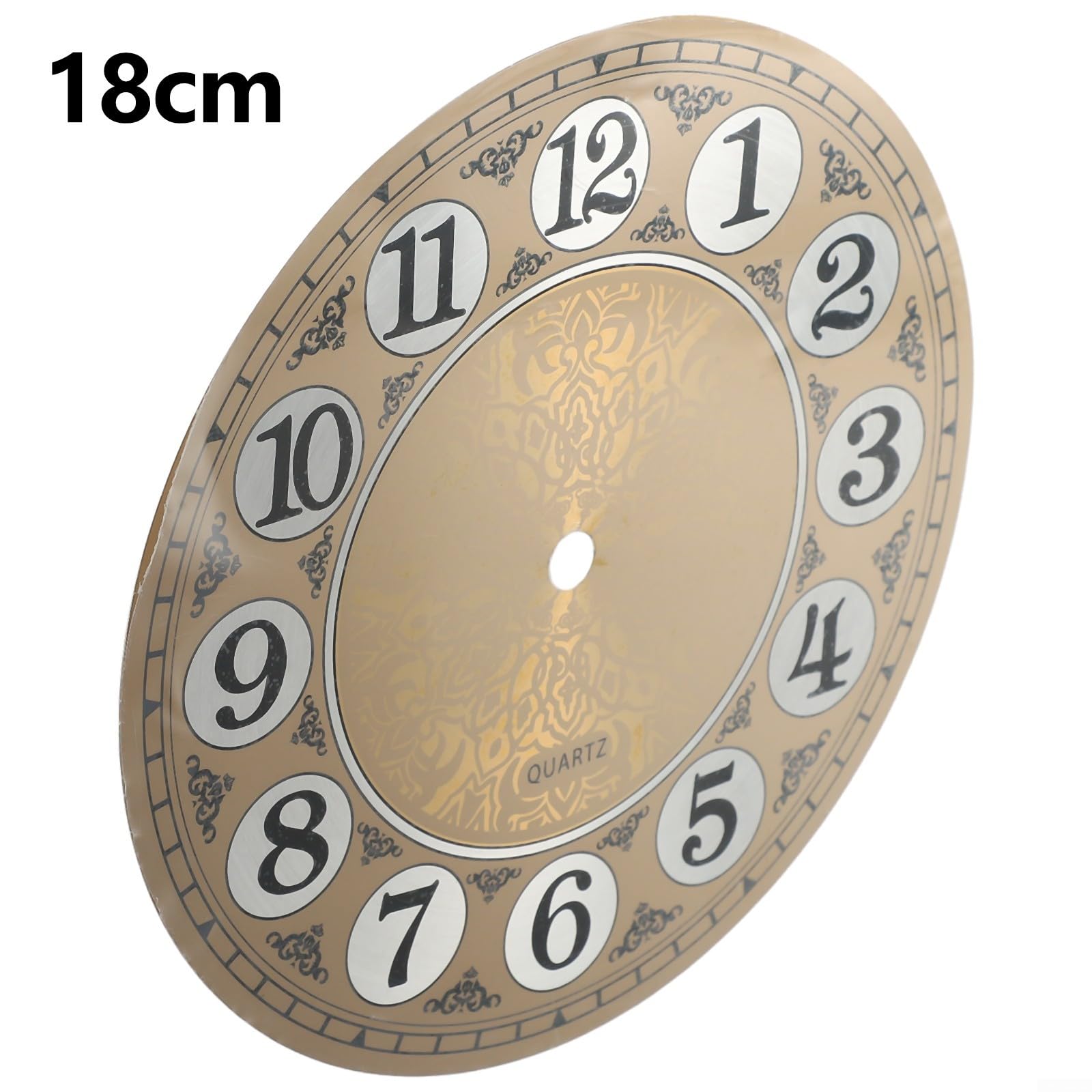 Aluminium-Zifferblatt, 160 mm, für Vintage-Wanduhr, 17,8 cm, goldfarbene Metallplatte mit arabischen Ziffern, DIY-Quarzuhr-Set