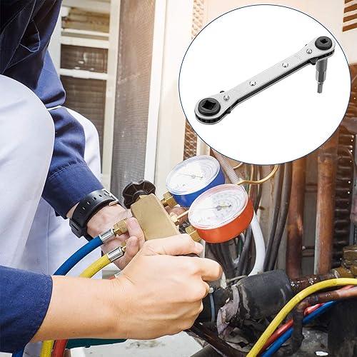 Miniatura 9 de Hvac Herramientas de llave de servicio, 3/16 a 3/8 pulgadas 5/16 pulgadas x 1/4 pulgadas, llave de trinquete de válvula de aire acondicionado con 2