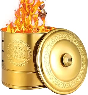 Paper Burner - Stainless Steel Incinerator for Rituals and Auspicious Leaves, Outdoor Fire Pit with Safe Ventilation for Porch, Balcony, Patio, Backyard, Garden, or Beach Use 10.24x10.24x11.42 inches