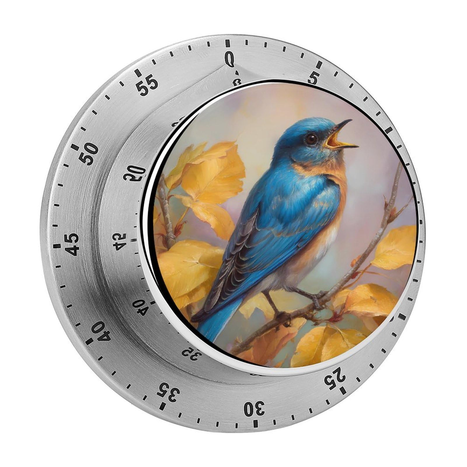 Bird Branches Yellow Leaves Mechanical Timer with Alarm for Kitchen Cooking Productivity Stainless Steel Timers