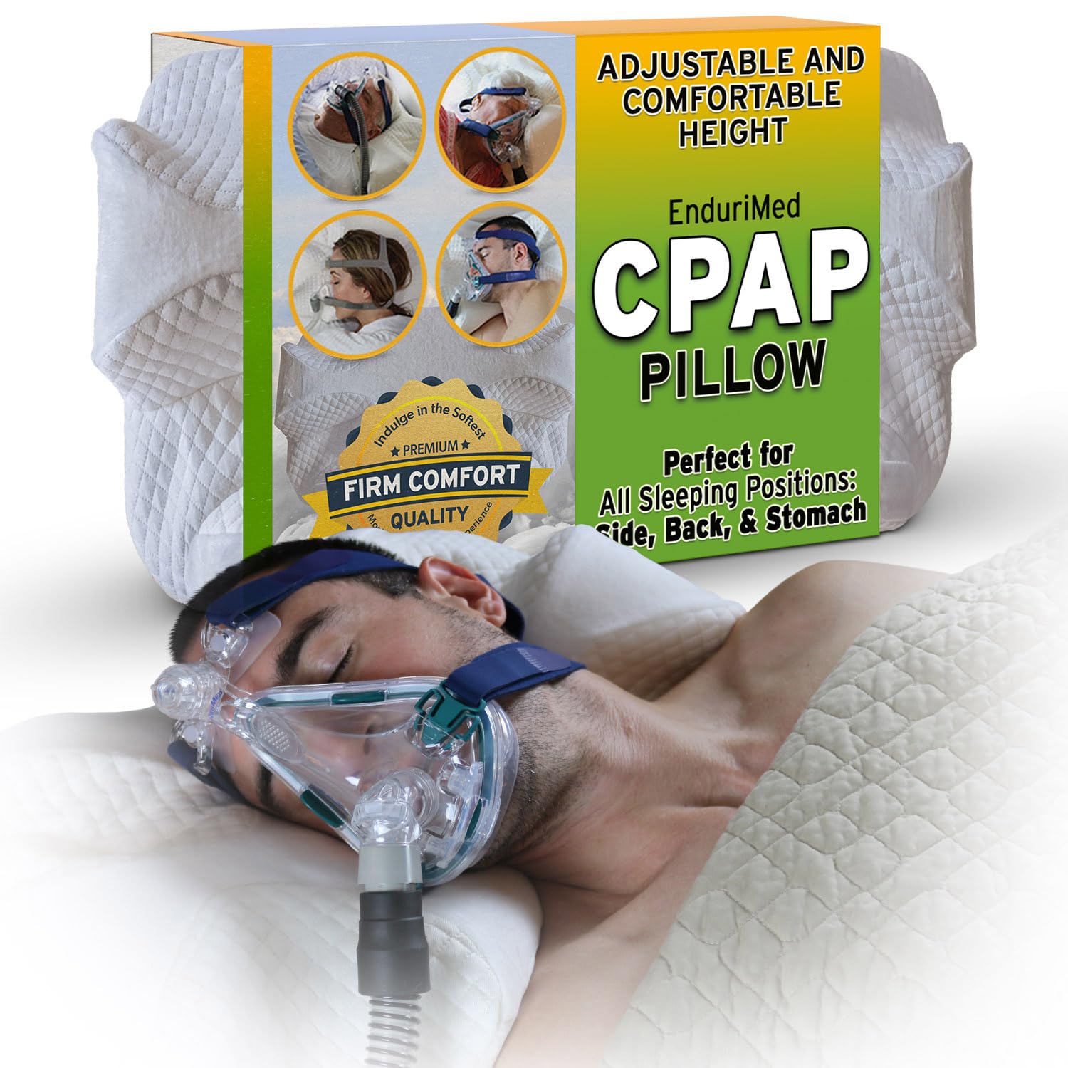 CPAP Pillow for Side Sleeping - Adjustable Memory Foam CPAP Pillows for Side & Back Sleepers - Eligible for Better Sleep with CPAP Machine