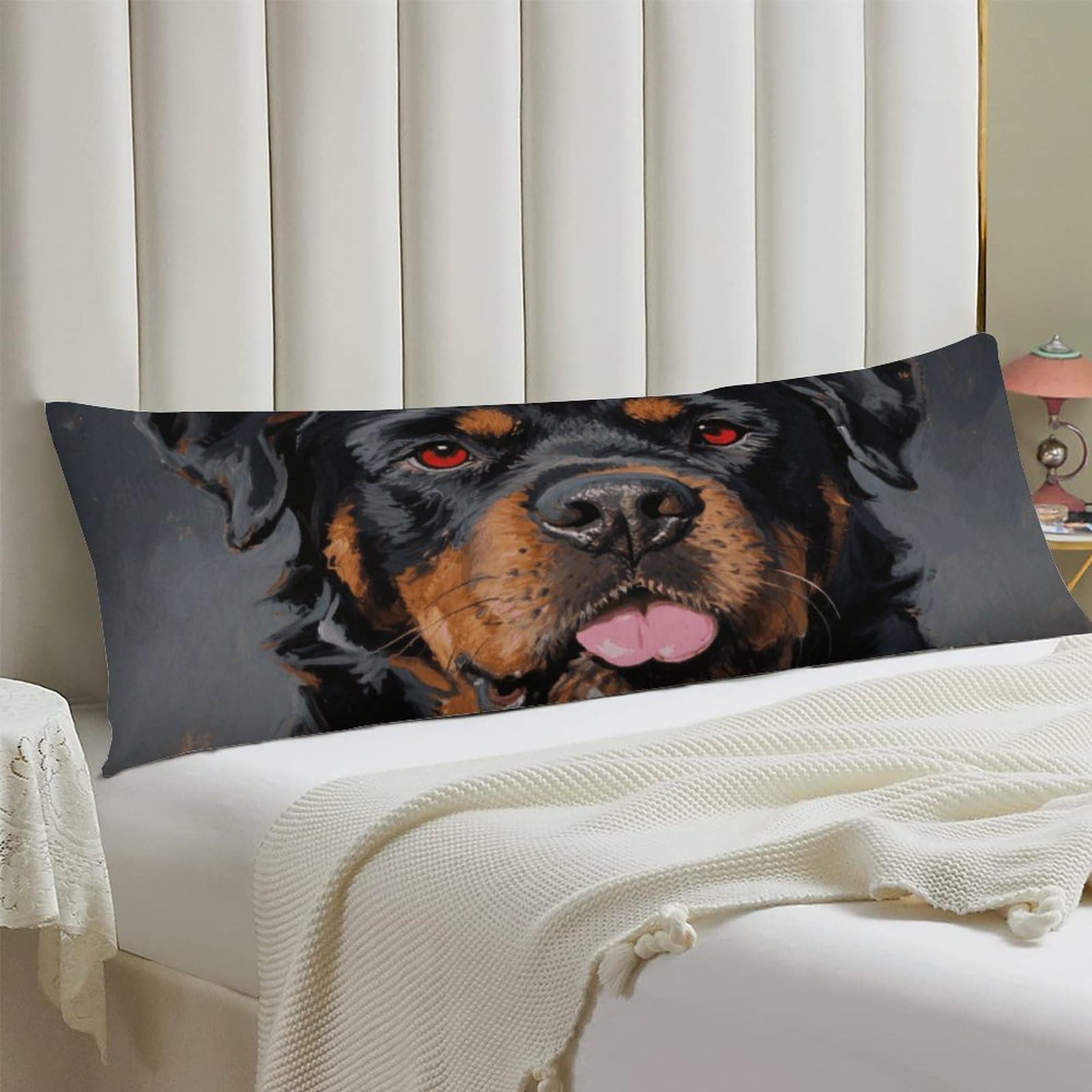 Body Pillow Cover 20x54 Long Pillow Case with Invisible Zipper Breathable Microfiber Cool Rottweiler Dog Pillowcase Soft Cozy Protector for Bedroom Couch Sofa Bed Home Decor All Seasons