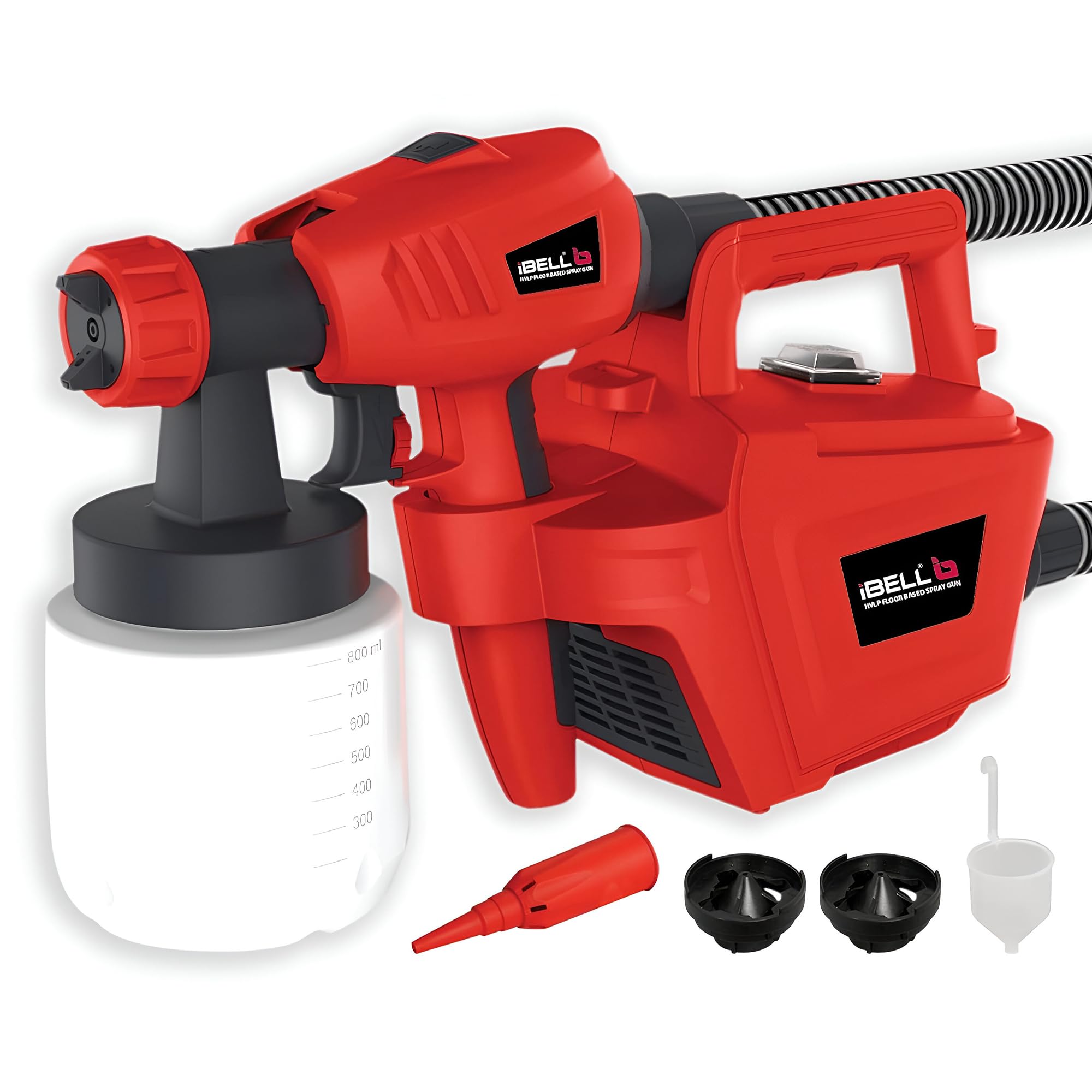 IBELL HVLP Paint Sprayer SG80-27, 800W, Copper Armature, Maximum Flow 1000ml/min, Paint Reservoir 800ml, Adjustable spray patterns and Detachable design