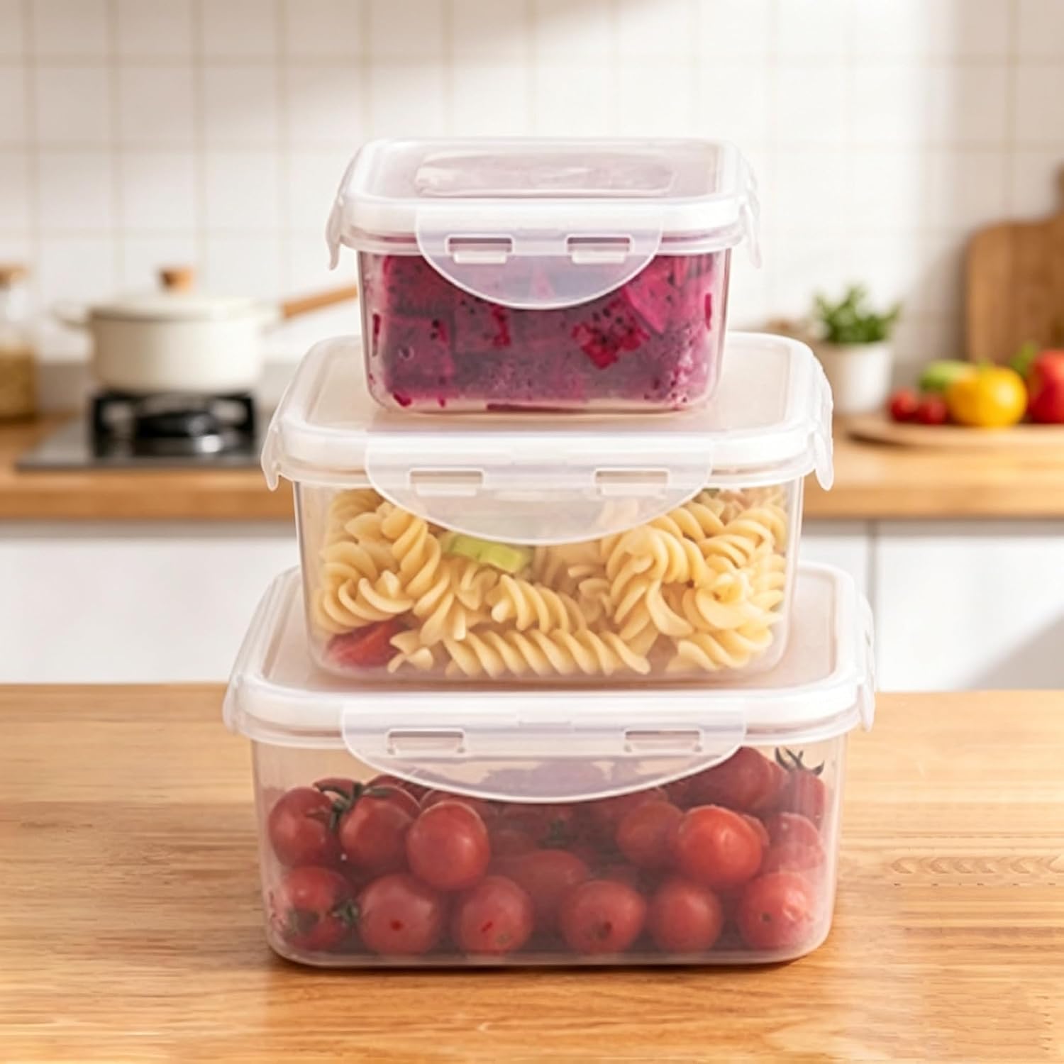 Square Food Containers Set Freezer Safe with Leakproof Lock