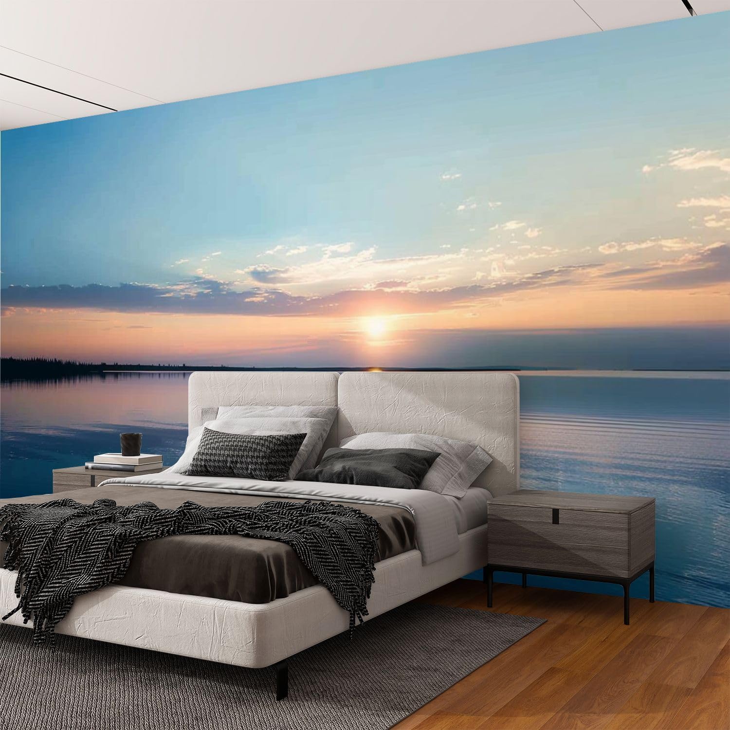 Wall Mural Peel & Stick Reflections Sunset Lake Water Self-Adhesive Wallpaper Removable Wall Decal Wall Sticker Home Decor for Living Room Bedroom 100"x144"