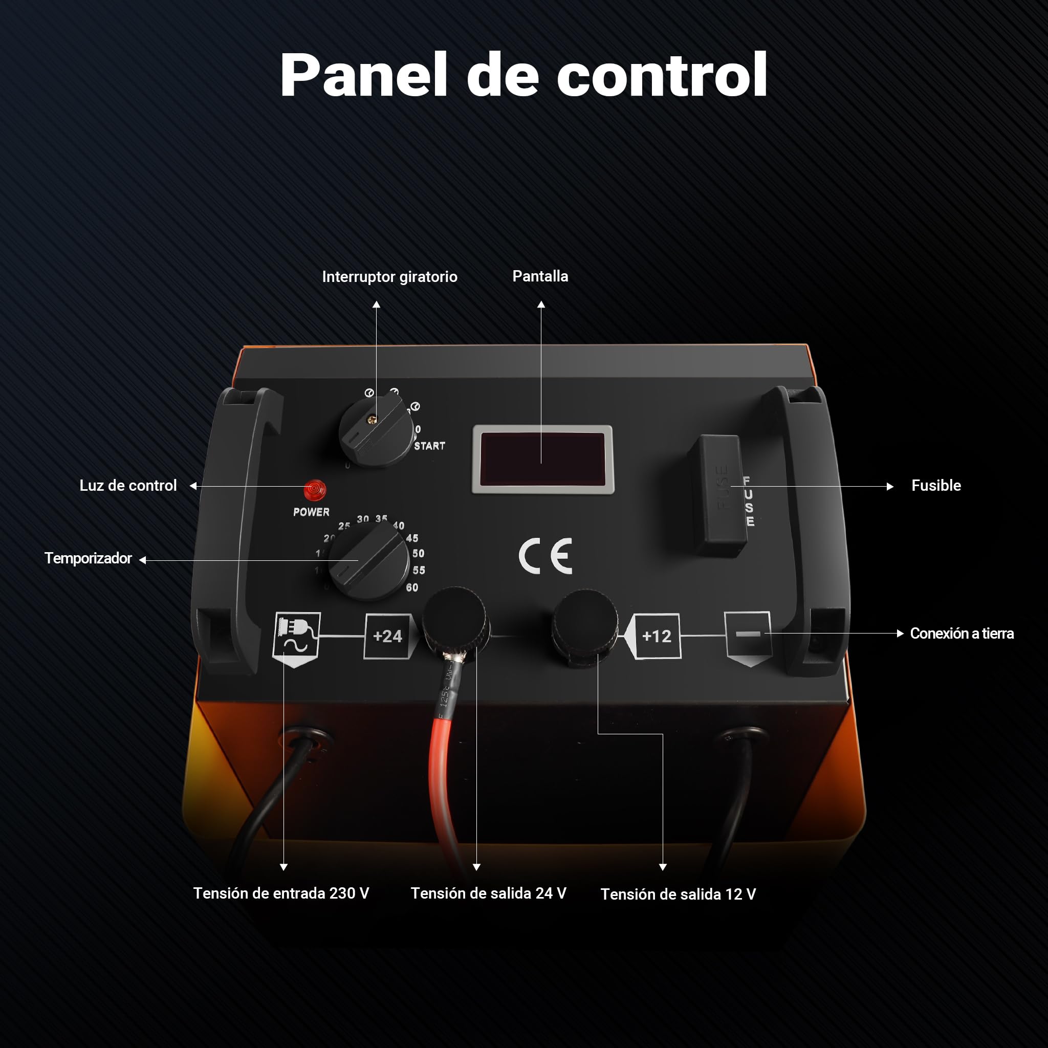 Wiltec Cargador de batería 12 V y 24 V, Cargador móvil con función de Arranque rápido para Coche, Moto y camión, Cargador de batería con Carga rápida