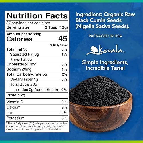 Miniatura 2 de Kevala Semillas de comino negro crudas orgánicas (Nigella Sativa) 1 libra