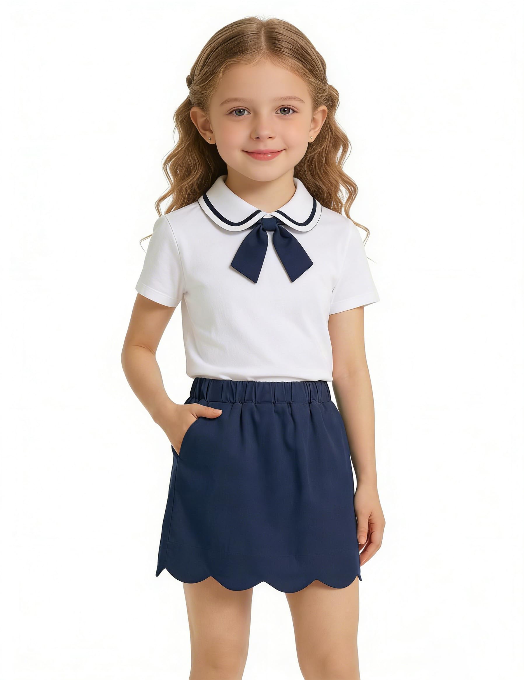 Spring&Gege Cort per bambine con tasche, pantaloncini integrati, elastico in vita, graziosa gonna corta estiva