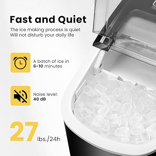 Miniatura 4 de VIVOHOME Máquina automática eléctrica portátil para hacer cubitos de hielo con cuchara de mano, 10 bolsas de hielo y función de autolimpieza, 27