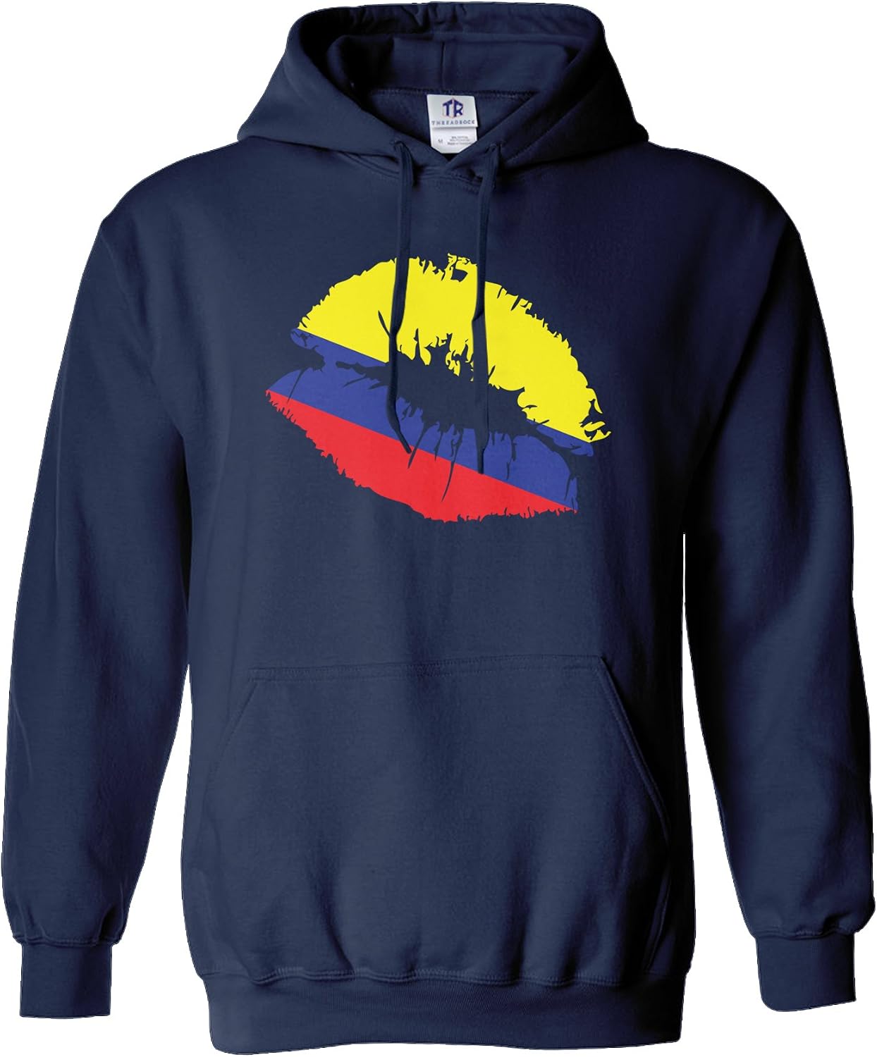 Threadrock Women's Colombia Flag Lips Colombian Kiss Hoodie Sweatshirt