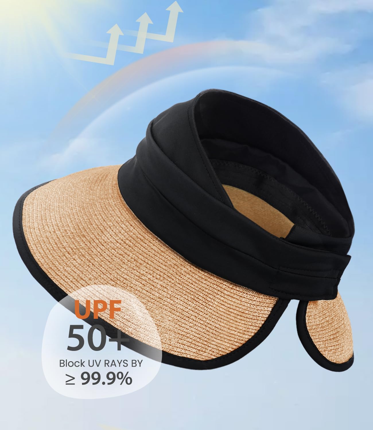 Creekstone Damen Sonnenhut Visier, UV-Schutz, Strohhut Strandhüte, UPF 50+, Faltbar Visor Cap für Sommer