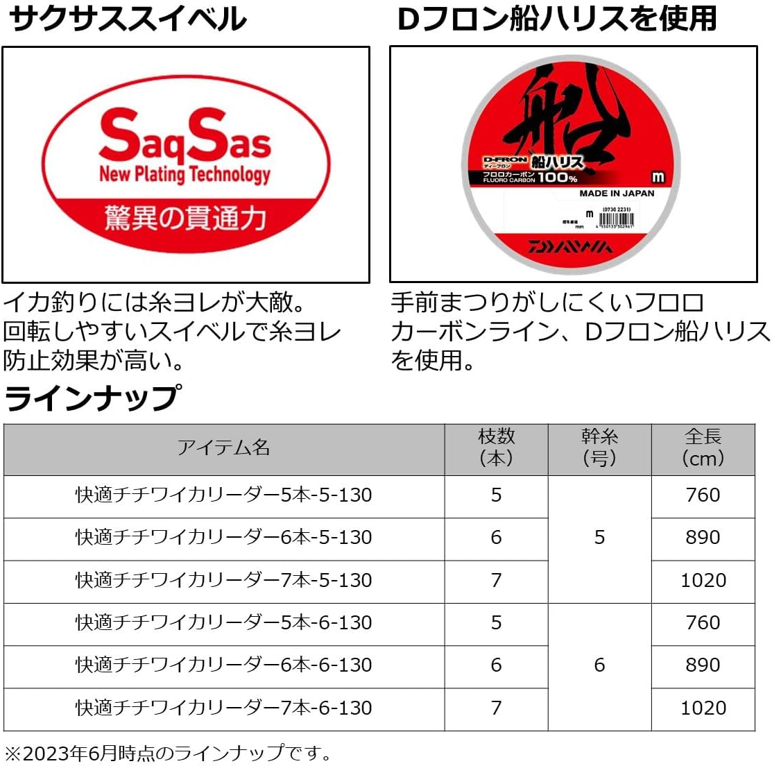Daiwa Comfortable Chichiwaika Leader for Yarika, Various Types