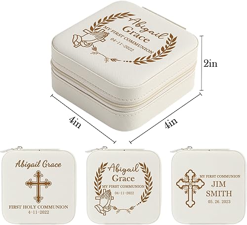 Miniatura 7 de Regalos de primera comunión para niñas, caja de joyería personalizada para la primera comunión, nombre personalizado, fecha de primera comunión,